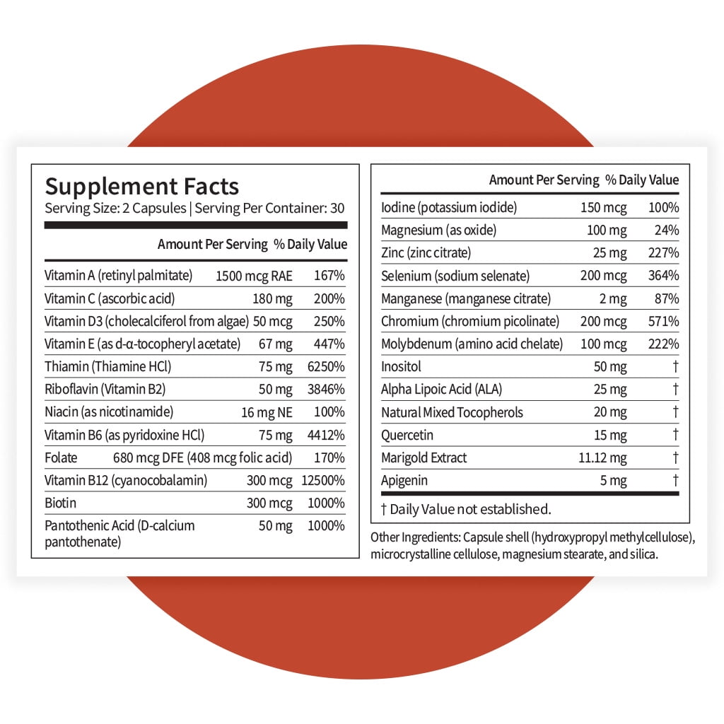 Pattern Wellness Daily Multivitamin with Vitamins A–E, Energy, Immune & Cognitive Support, 60 Count