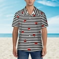 thumbnail image 4 of Easygdp Ladybugs on Black and White Striped Men's Hawaiian Shirts Print Lapel Short Sleeve for Beach, vacation, party, casual occasions - Large, 4 of 9