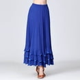 thumbnail image 5 of Layered Flowy Skirts Women Solid Maxi Spanish Traditional Festival Dance Skirt Blue XL, 5 of 5