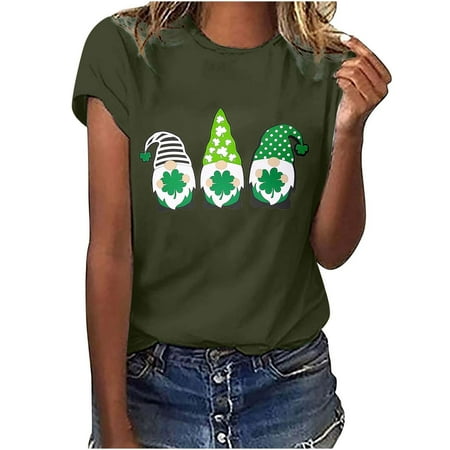 

REORIAFEE St. Patrick s Day Scrub Tops Women Short Sleeve V Neck Nursing Uniform Holiday Shamrock Pattern Tshirts Scrub Tops Crewneck St. Patrick s Day Print T Shirt Fashion Comfortable Blouse S