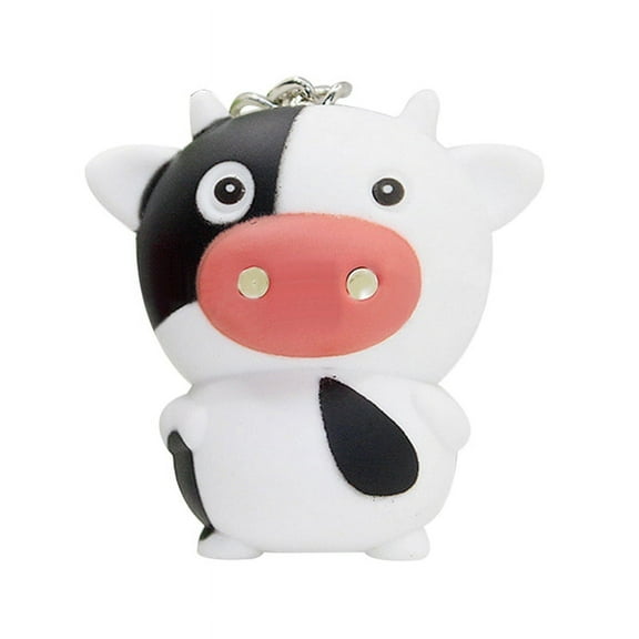 Ruanlalo Lovely Cartoon LED Lighting Cow Pendant Key Chain Creative Keychain Keyring Gift Black White