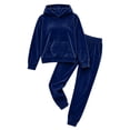 thumbnail image 5 of Velvet Outfits for Women Pullover Hoodie Jogger Pants Set Drawstring Soft Warm Streetwear Tracksuit Outfits Daily Wear Navy XXL, 5 of 7