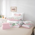 thumbnail image 5 of Manfei Princess Ribbon Bow Bedding Comforter Set 7pcs for Kids, Pink Rose Flower King Bedding Sets, Modern Fashion Reversible Bed Sheets, Super Cozy Room Decor, 5 of 7