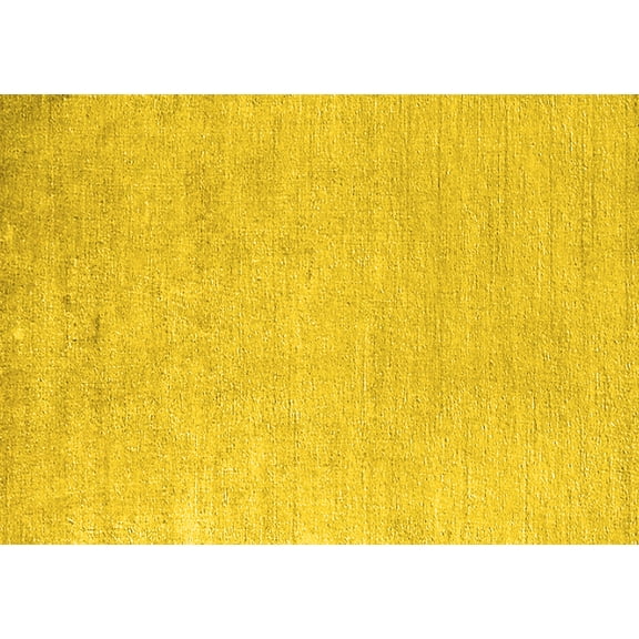 Ahgly Company Machine Washable Indoor Rectangle Solid Yellow Modern Area Rugs, 5' x 7'