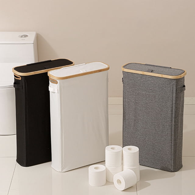 Sentmoon Tissue Box Cover Square Tissue Box Cover Uncomplicated Tissue Roll Storage Basket Toilet Paper Storage Basket Bamboos Sundries Storage Basket with Lid Foldable Tissue Box