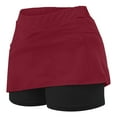 thumbnail image 6 of JWZUY Women's Elastic Yoga Culottes Solid Color Athletic Shorts with High Waist and Tummy Control Plus Size Biker Shorts for Summer Golf Skorts Red M, 6 of 6