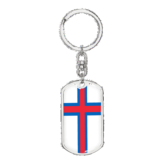 Faroe Island Flag Swivel Keychain Dog Tag Stainless Steel or 18k Gold