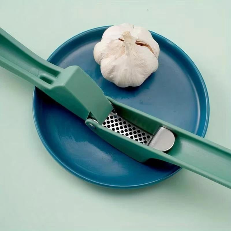 Stainless steel manual garlic press, household garlic mash grinder, kitchen effortless garlic squeezing tool