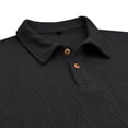 thumbnail image 4 of Playera Elvqul Hombre Casuales Manga Corta Liso Algodón Negro Gym Botones Solapa, 4 of 6