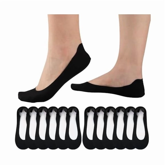 Eryueer No Show Socks Womens Cotton Non Slip Low Cut Liner Socks Thin Invisible Socks for Flats Loafers 6 Pairs