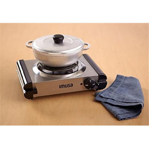 IMUSA GAU-80311 Electric Stainless Steel Single Burner 1,000-Watts, Silver