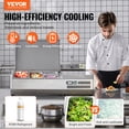 thumbnail image 2 of VEVOR Refrigerated Condiment Prep Station, 130 W Countertop Refrigerated Condiment Station, with 1 1/3 Pan & 4 1/6 Pans, 304 Stainless Body and PC Lid, Sandwich Prep Table with Stainless Guard, ETL, 2 of 9