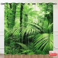 thumbnail image 3 of Rainforest Curtains, Tropical Jungle Palm Trees Plants Nature Theme Landscape Print Patterned Waterproof Fabric Grommet Window Drapes for Bedroom Living Room Cafe Office 2 Panels W52 x L84, 3 of 6