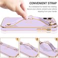 thumbnail image 3 of iPhone 12 Case, Phone Case for iPhone 12, Cute Heart Wristband Lanyard Cross Body Strap Electroplated Camera Protection Shockproof Protective Case Women Girls for iPhone 12 6.1"-Purple, 3 of 8