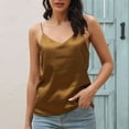 thumbnail image 2 of Youmylove Womens Fashion Tops Silk Satin Tank Tops 2025 V Neck Adjustable Spaghetti Strap Sleeveless Camisole Summer Basic Blouse Loose Fit Tunic Blouse, 2 of 6