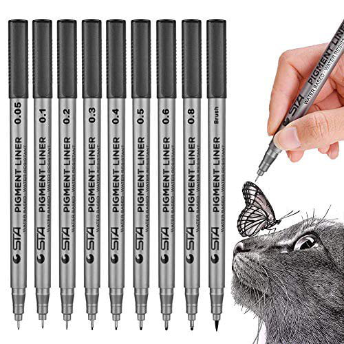 Precision Black Micro-Pen Fineliner Ink Pens Waterproof Archival Ink Pens 