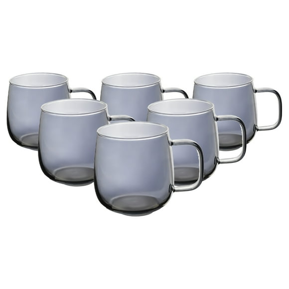 Set de 6 Tazas de Cristal Tornasol Gris 530 ml