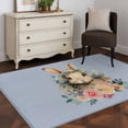 thumbnail image 4 of Rectangle Area Rug 4x6ft, Easter Watercolor Floral Rabbit Leaves Non-Shedding Washable Area Rug, Spring Flower on Burlap Non Slip Low-Profile Rugs for Living Room, Bedroom Dining Room, 4 of 9