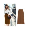 thumbnail image 3 of Frontwalk Ladies Skirts Solid Color Midi Skirt High Waist Travel Casual Knitted Caramel S, 3 of 3