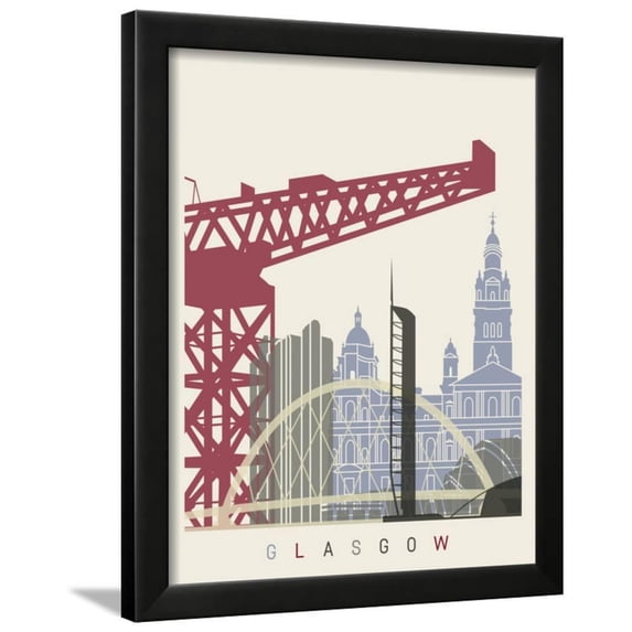 Glasgow Skyline Poster, Framed Art Print Wall Art by paulrommer Sold by Art.Com