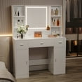 thumbnail image 2 of The white vanity with LED mirror is equipped with a hair dryer rack, and the vanity in the bedroom and dressing room is equipped with a dressing pad, 2 of 7