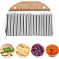 thumbnail image 3 of Waffle Fry Cutter: Crinkle Cutter For Fancy Edges On Vegetables, Fruits, And More, With Non-Slip Wooden Handle, Stainless Steel Blade, And Compact Storage Solution, 3 of 6