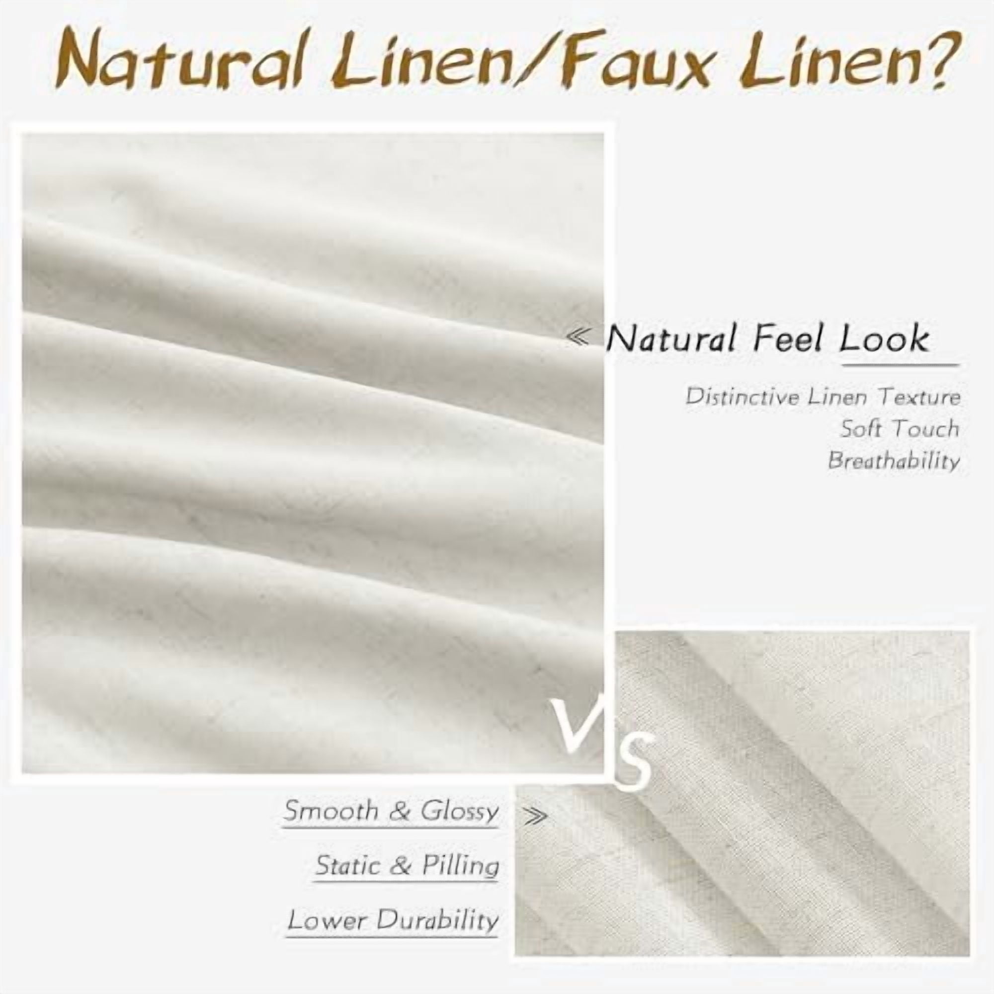 Beige White Linen Semi Sheer Curtains 63 Inches Length Light Filtering Neutral Farmhouse Boho Rod Pocket Back Tab Hook Belt Clip Rings Window Drapes for Bedroom Living Room 2 Panels 52x63
