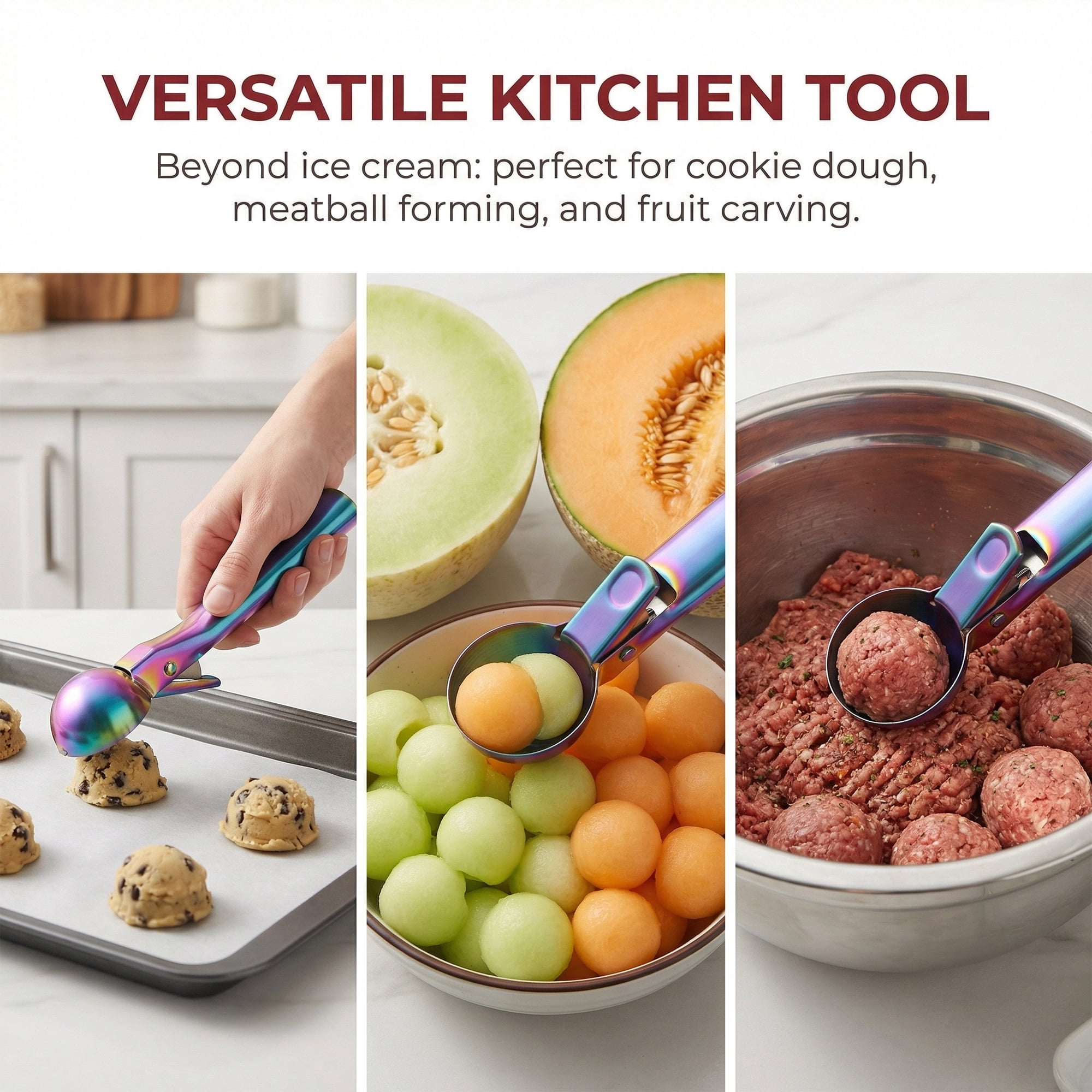 Unique Bargains Stainless Steel Pop-out Scooper with Handle Colorful