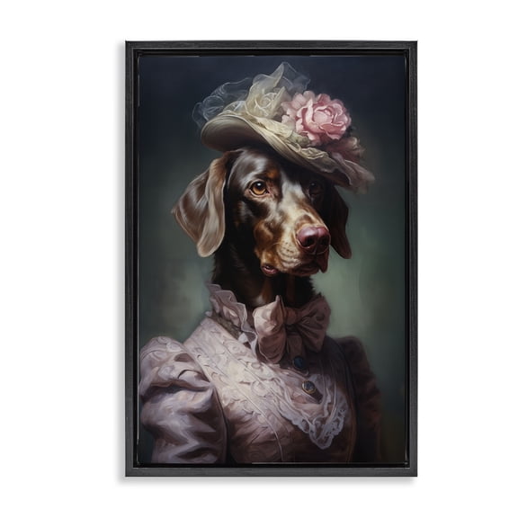 Stupell Industries Art Deco Chocolate Lab Victorian Era Black Floating Frame Canvas Art, 17 x 25, by Wumples