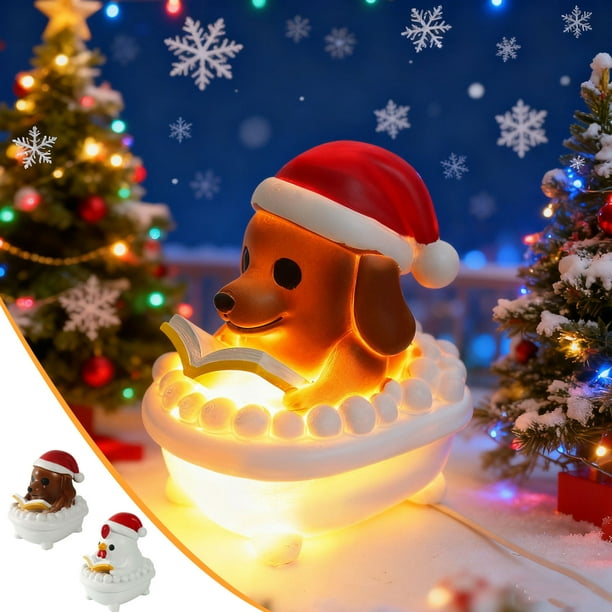 Mejor Luz de Navidad - Cachorro con baño de burbujas Decoración navideña para dormitorio, escritorio y decoración festiva interior