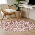thumbnail image 5 of Farmhouse Red Large Area Rugs for Bedroom Living Room, Soft Non Slip Carpet Bedside Rug, Vintage Flower Leaf Botanical Plant Round Floor Cover Kitchen Accent Rug 3' for Dining Room/Office, 5 of 9