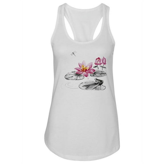 Lotus Flower, Frog And Dragonfly Tank Women -Image by Shutterstock, Female Small