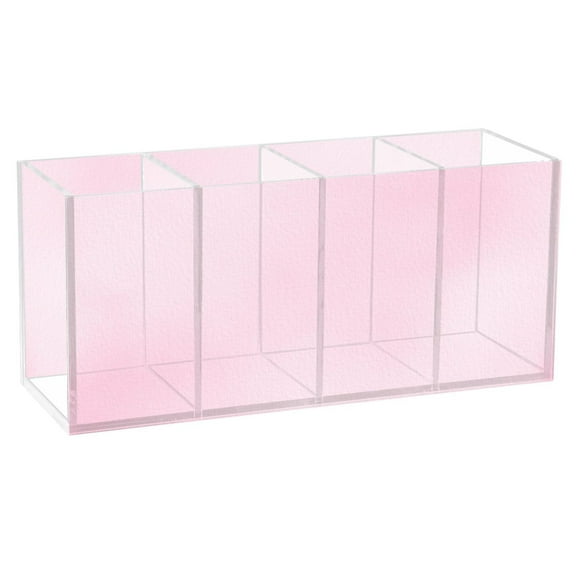 Pen Holder 4 Compartments Acrylic Pencil Cup Desktop Makeup Organizer Office Supplies Dreamy Pastel Pink