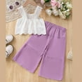 thumbnail image 4 of TOOYOU Girls Summer Outfit Sets Toddler Camisole Outfit Baby Linen Lace Smocked Sleeveless Tank Top Pants Set Girls Matching Outfits Size 7-8 Years Purple, 4 of 9