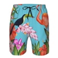 thumbnail image 4 of Kdxio Tropical Jungle Flamingo Pattern Mens Casual Shorts - Drawstring Summer Beach Sports Shorts for Men, 4 of 9