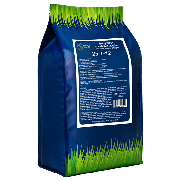 Supply Solutions 25-7-12 Lawn and Turf Fertilizer 15% Slow Release Nitrogen - Supply Nutrients for Lawn Grass and Garden Plants for Greener Look (25lbs)