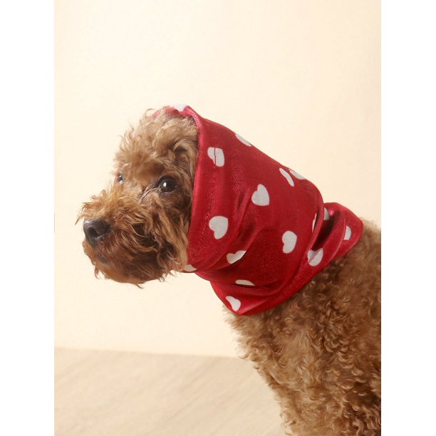 1pc Polyester Heart Patterned Breathable Pet Ear Protector Headgear