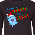 thumbnail image 4 of Inktastic I Want a Hippopotamus For Christmas Cute Stuffed Hippo Long Sleeve Youth T-Shirt, 4 of 5