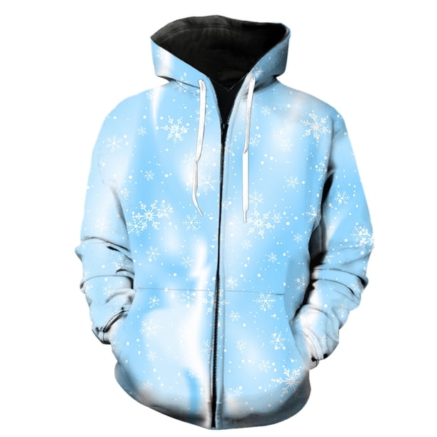 Sudadera con capucha y cremallera para hombre, diseño de copos de nieve de invierno, divertida, de gran tamaño, estilo Harajuku, ropa de calle para adolescentes, hip hop, estampado 3D, informal