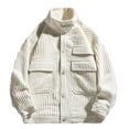 thumbnail image 2 of Fesfesfes New Fashion Casual Corduroy Coat Solid Color Cargo Jacket Cardigan Mock Neck Long Sleeve Hoodless Casual Outwear & Jackets, 2 of 7
