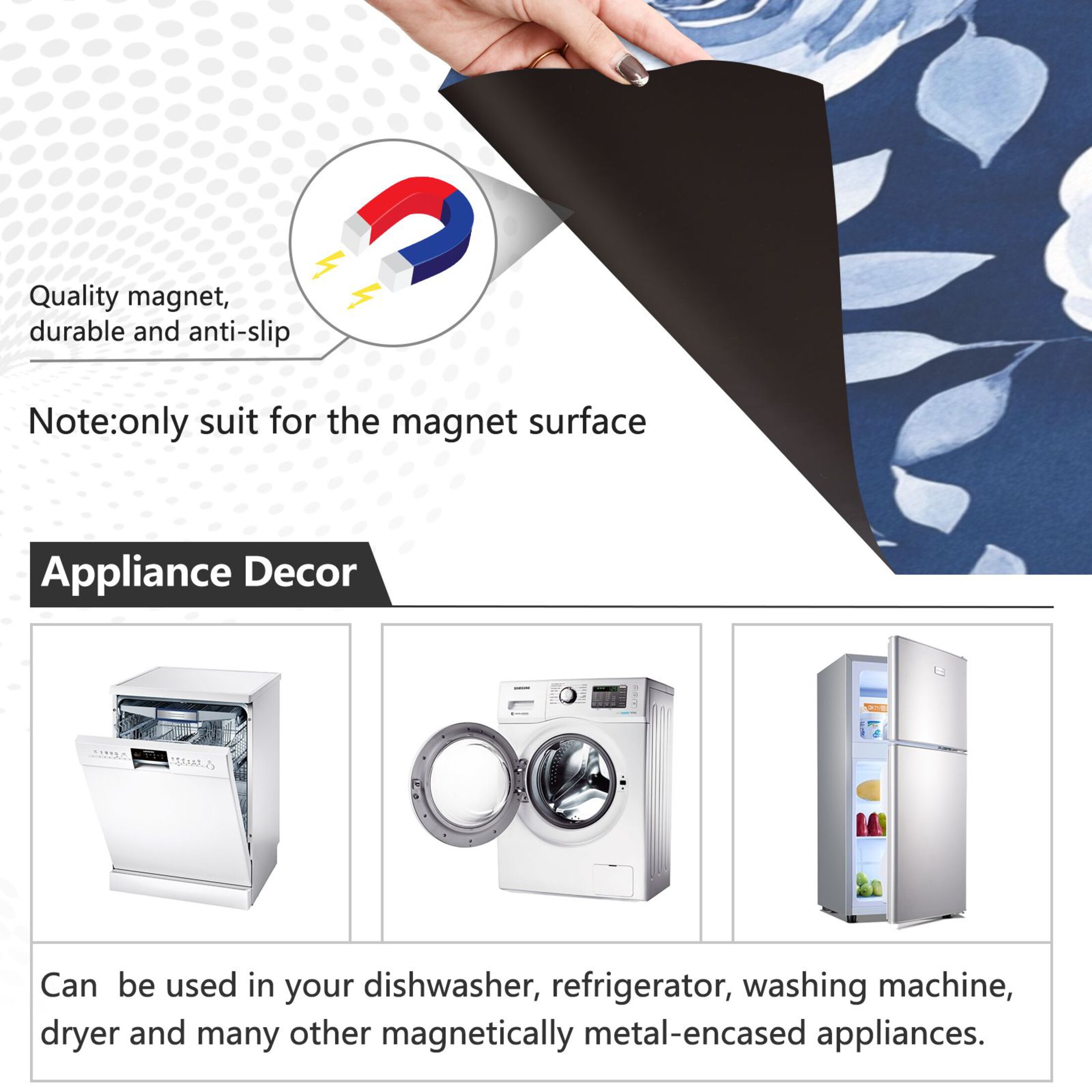 Dishwasher Magnetic Sticker 23x26 Inch Refrigerator Magnetic Sticker Washing Machine Magnetic Sticker Kitchen Panel Magnetic Sticker Home Decor Cartoon Teal Roses