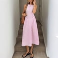 thumbnail image 4 of CIENVNSTG Maxi Dress for Women Solided Color Spring Breathable Holiday Dress Elegant Versatile Beach Dress, 4 of 5