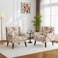 thumbnail image 6 of UIXE Floral Accent Chair Set of 2 Modern Upholstered Armchair Comfy Living Room Arm Chairs, Pattern Floral, 6 of 7