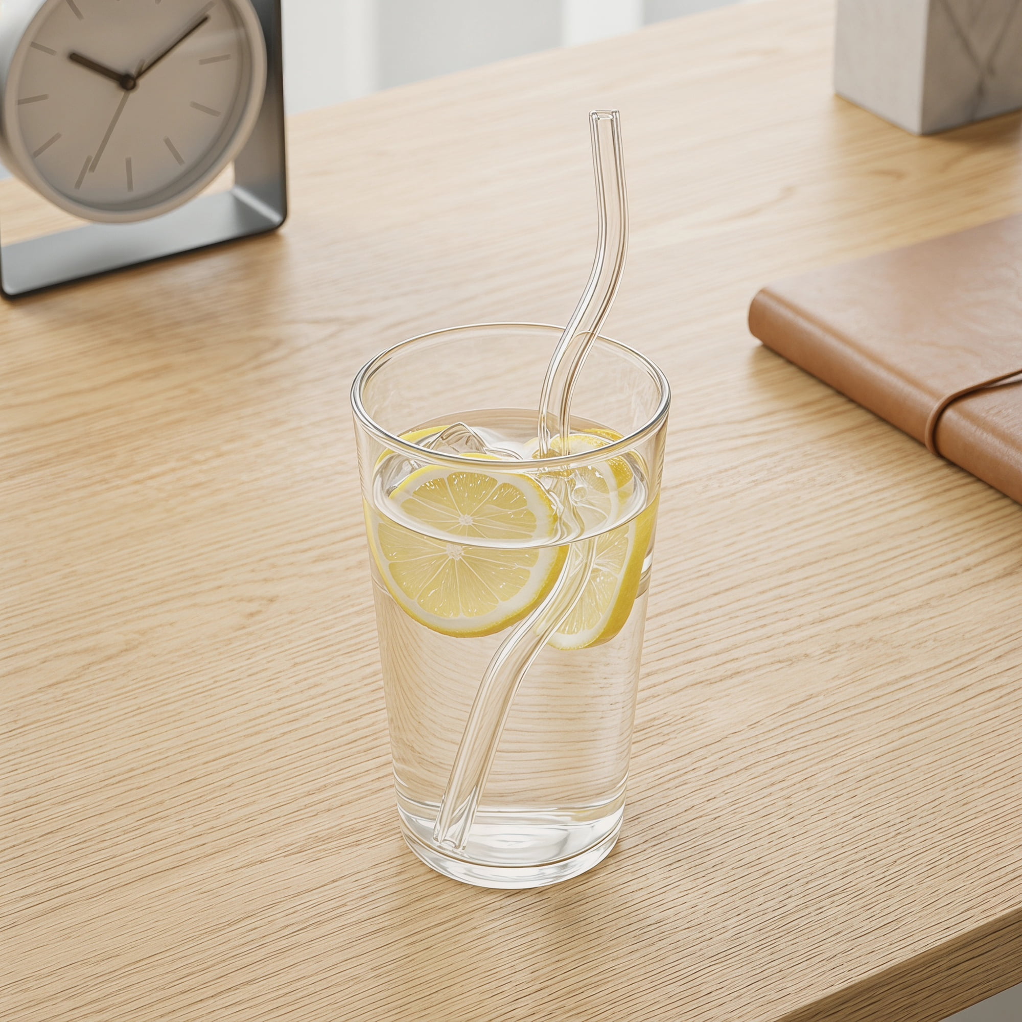 Unique Bargains 10Pcs Reusable Glass Dishwasher Safe Straws Transparent