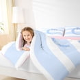 thumbnail image 3 of Erosebridal Glitter Print Bow Initial C Girl Full Size Comforter Sets 3 Pieces,Blue White Stripes Bedding Sets For Teens,Pink Reversible, 3 of 6