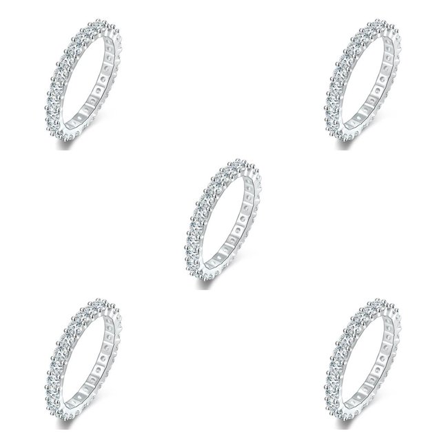 Guardurnaity Anillo de bodas de cristal Vintage para mujer, nudillo, aniversario, joyería de moda, novia, accesorios de regalo para mujer, tamaño Talla 6 5piezas
