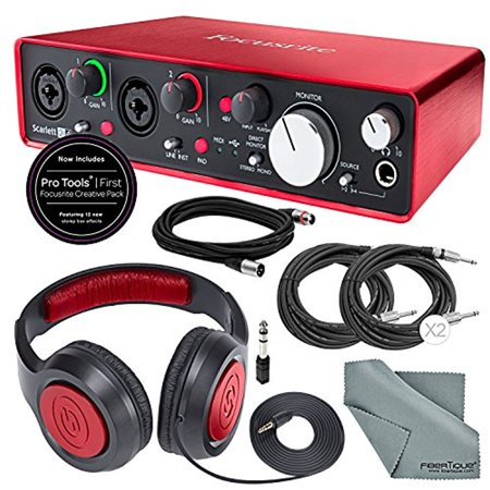 Focusrite Scarlett 2i4 USB Audio Interface W/ Deluxe Accessory Bundle with (Best Audio Interface For Djing With Ableton)