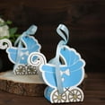 thumbnail image 5 of Efavormart 25 Pack | Blue Baby Paper Stroller Party Favor Gift Boxes, Cardstock Carriage Candy Boxes with Ribbon Ties - 4.5"x2"x4", 5 of 11