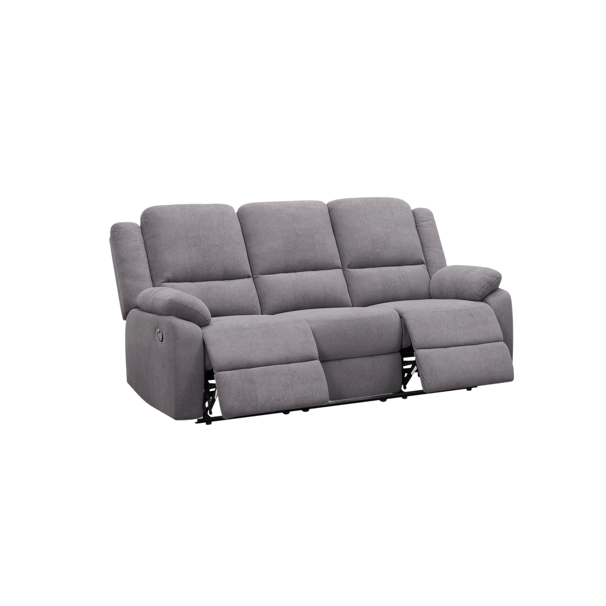 Grey 3-Seat Reclining Sofa - Modern Microfiber Living Room Couch