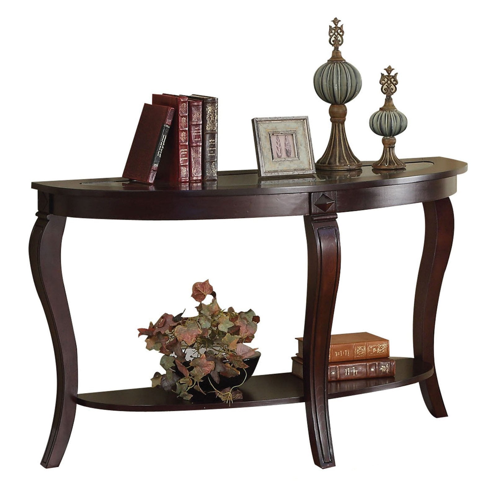 Acme Furniture Riley Walnut and Glass Sofa Table
